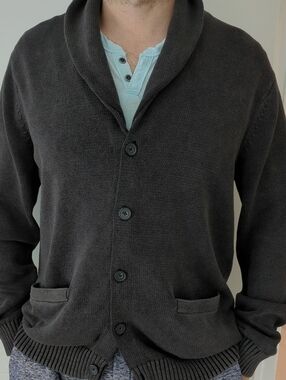 Goodthreads Men’s Shawl Collar Cardigan Cotton Charcoal Sz XLT